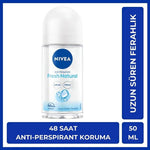 Nivea Fresh Natural Women's Roll-On Deodorant - 48 Hour Protection, Alcohol-Free, Natural Fragrance