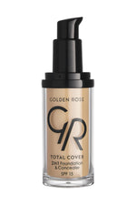 Golden Rose Total Cover 2 in 1 Foundation & Concealer - Oil-Free, SPF 15, Vitamin E - 30ml