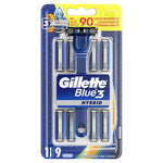 Gillette Men's Razors - Gillette Blue 3 Hybrid Razor with 9 Replacement Blades - Sensor3 Men's Shaving Kit