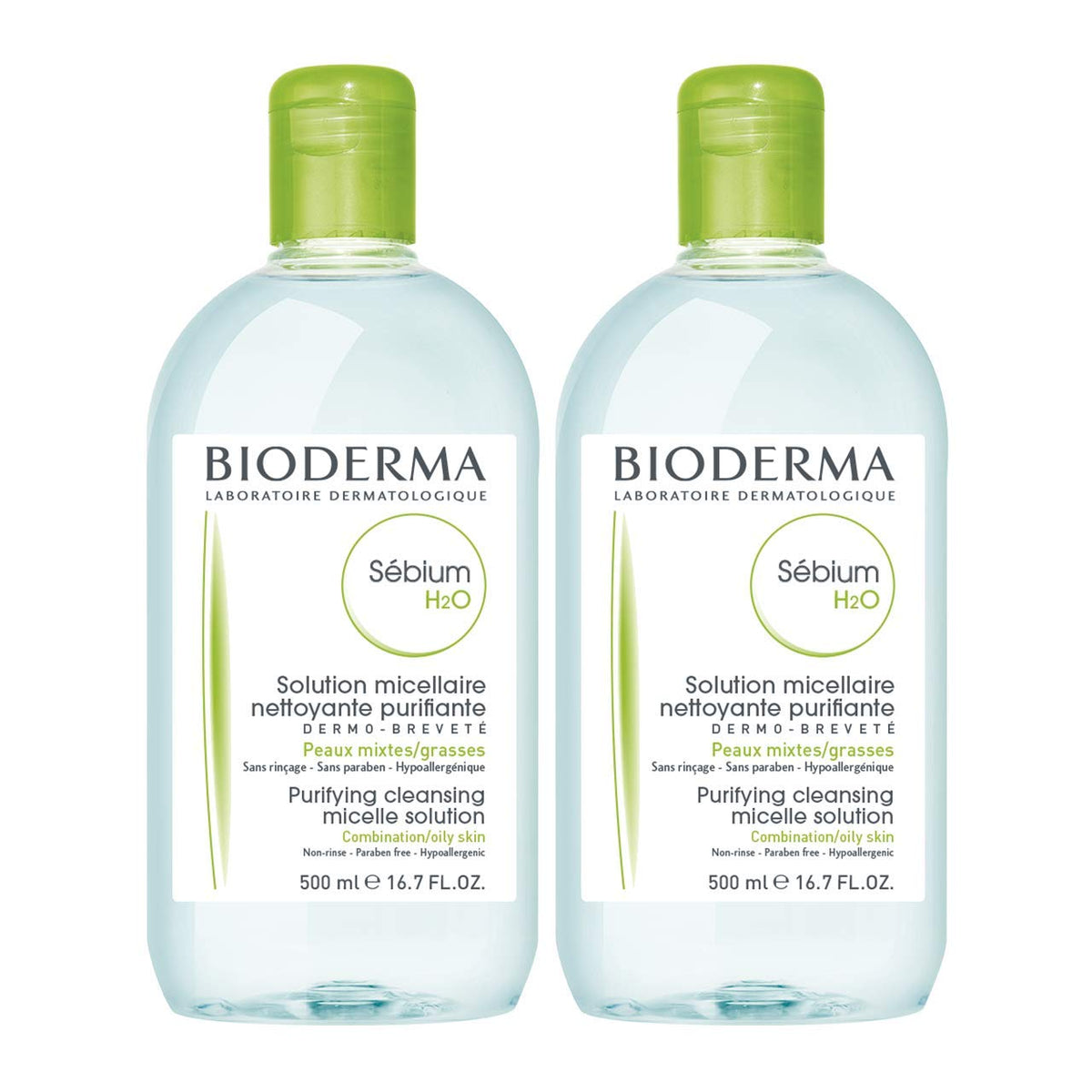Bioderma Sebium H2O Cleansing Water for Combination/Oily Skin - 8.45 fl oz, Non-Comedogenic, No-Rinse Formula