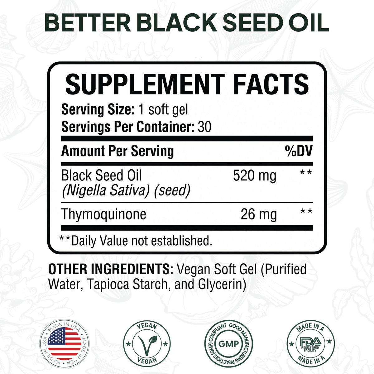 Ocean Black Seed Oil Supplement - 1000mg Çörek Otu Yağı Capsules, 60 Count (1+1 Free) - Natural Health Support