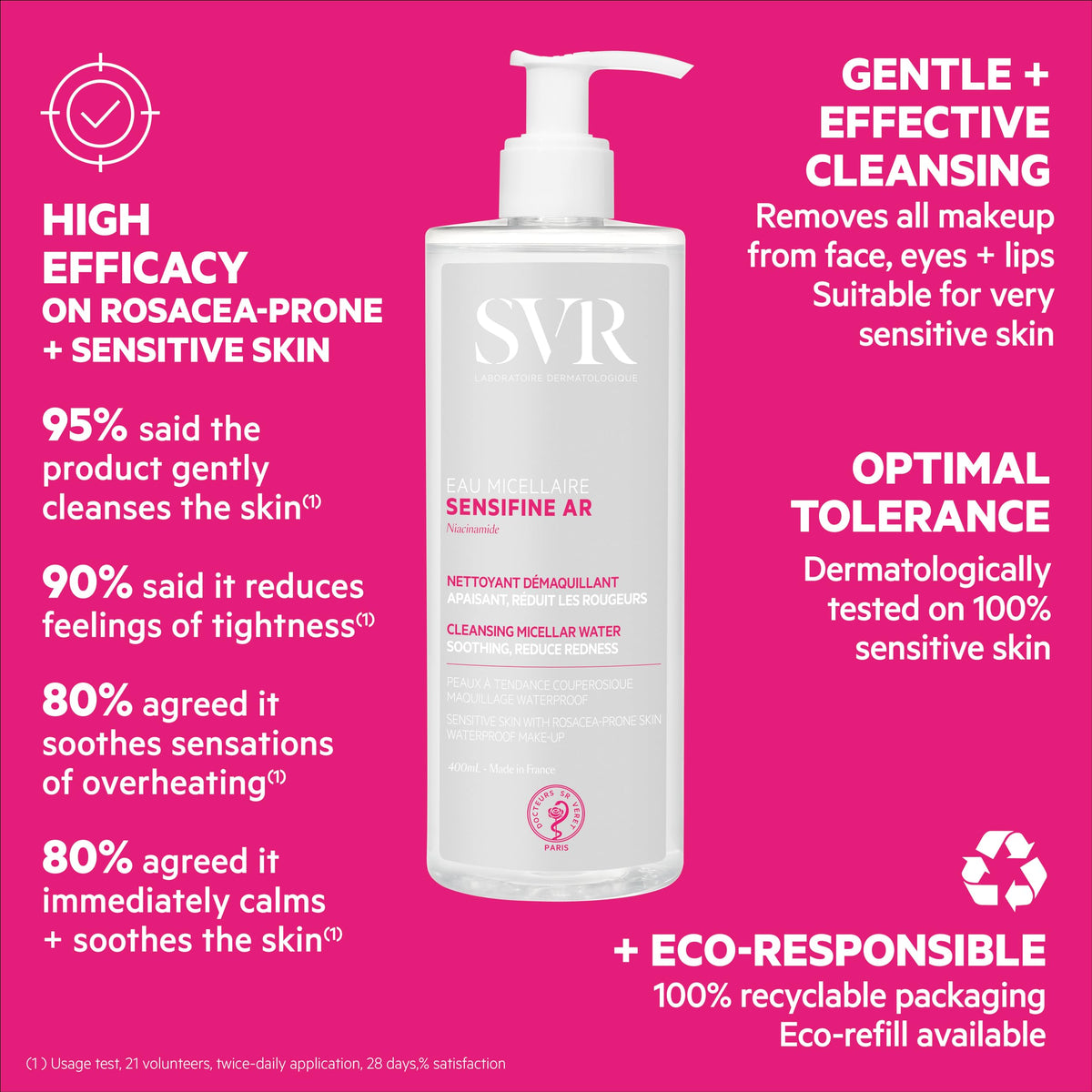 SVR Physiopure Cleansing Micellar Water - Gentle Makeup Remover for Sensitive Skin, Paraben-Free, 6.76 fl oz