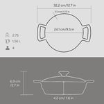 Lava Cast Iron Cookware - Round Cast Iron Pot with Glass Lid, 52.78 fl oz - Durable, Heat Retention, Induction Compatible