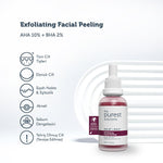 The Purest Solutions Exfoliating Face Serum with AHA 10% + BHA 2% - Improves Skin Tone & Reduces Acne Scars - 1.01 fl oz