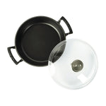Lava Cast Iron Cookware - Round Cast Iron Pot with Glass Lid, 52.78 fl oz - Durable, Heat Retention, Induction Compatible