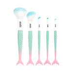 Soda Makeup Brush Set - 5 Piece Mermaid Tail Design for Travel & Daily Use