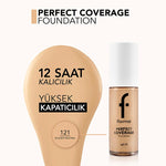 Flormar Perfect Coverage Foundation 121 Golden Neutral - Long-Lasting, SPF 15 Foundation for All Skin Types