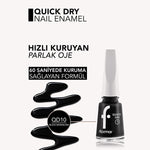 Flormar Quick Dry Nail Polish - 60-Second Drying, Highly Pigmented, Long-Lasting Nail Color - Black Minimalism