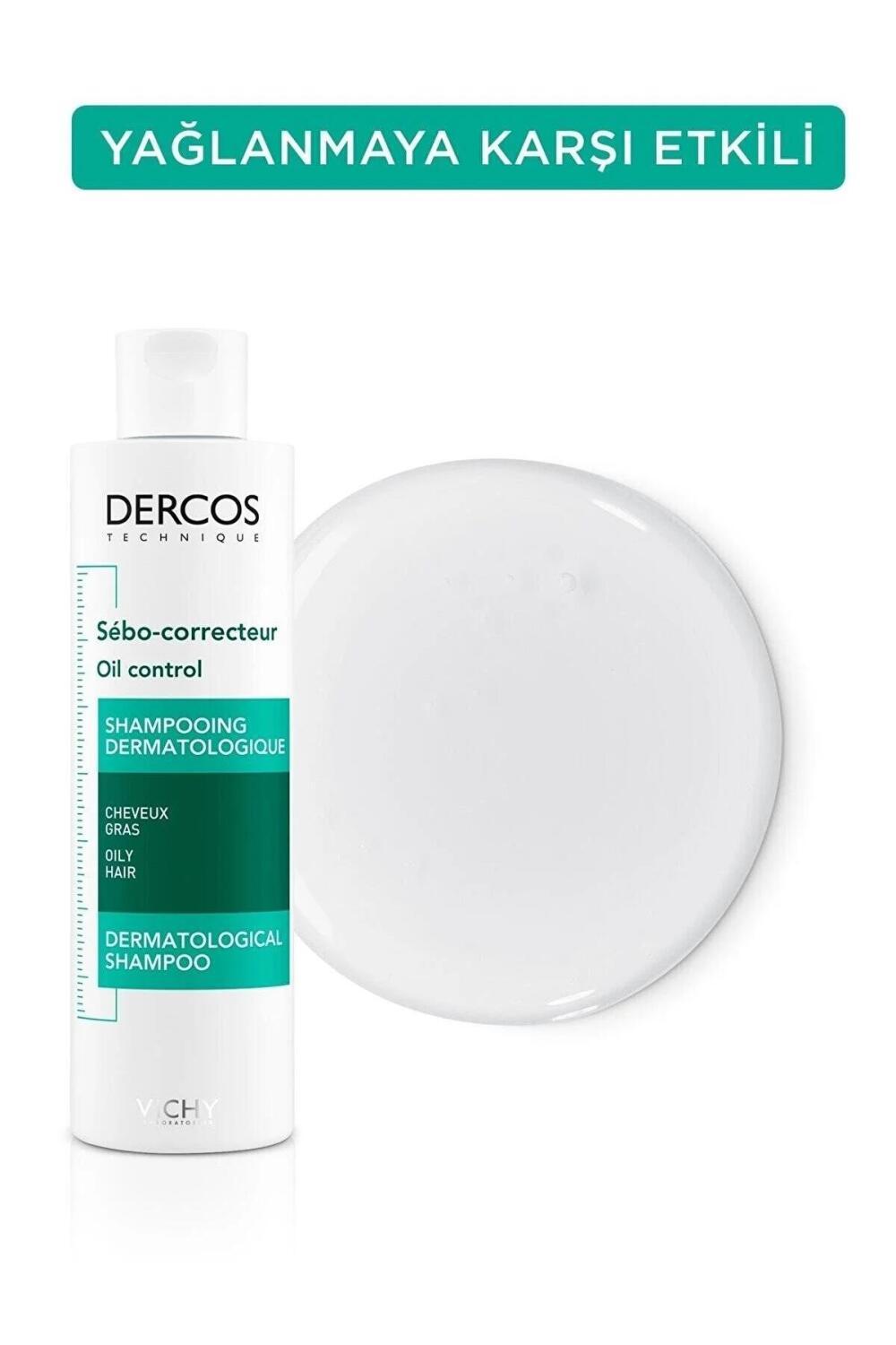 Vichy Dercos Oil Control Shampoo - Dermatological Anti-Dandruff Shampoo for Oily Hair, Paraben-Free, 6.76 fl oz