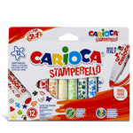 Carioca Stamperello 12-Pack Washable Markers for Kids - Non-Toxic Art Supplies with Stamp Tips