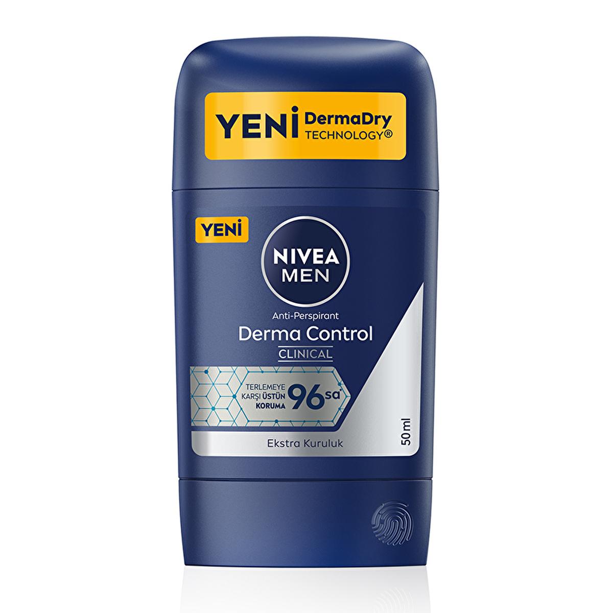 Nivea Derma Control Clinical Men's Deodorant Stick - Long Lasting Sweat Protection, Anti-Perspirant, 1.69 fl oz